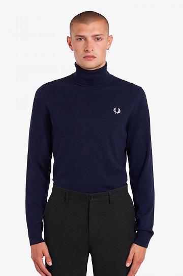 Fred Perry Roll Neck Jumper Miesten Neuleet Laivastonsininen | FI 1730WNBY